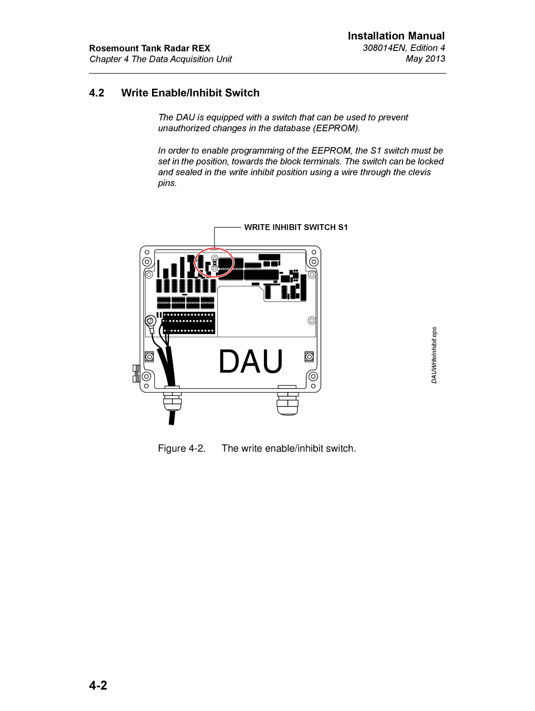 Emerson 308014EN, Edition 4 installation manual Dau, Write Enable/Inhibit Switch 