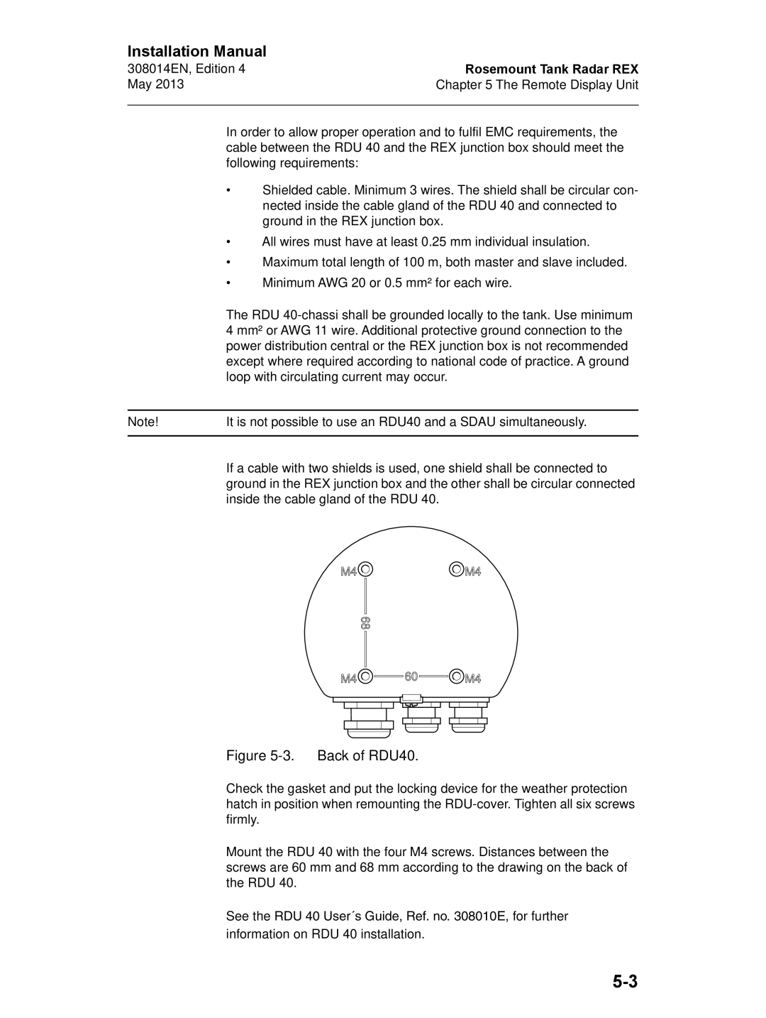 Emerson Edition 4, 308014EN installation manual Back of RDU40 