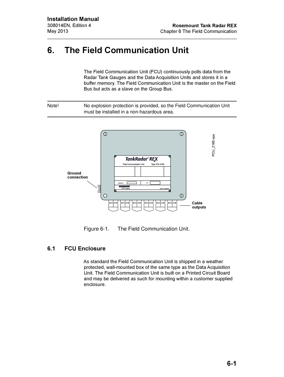 Emerson Edition 4, 308014EN installation manual Field Communication Unit, FCU Enclosure 