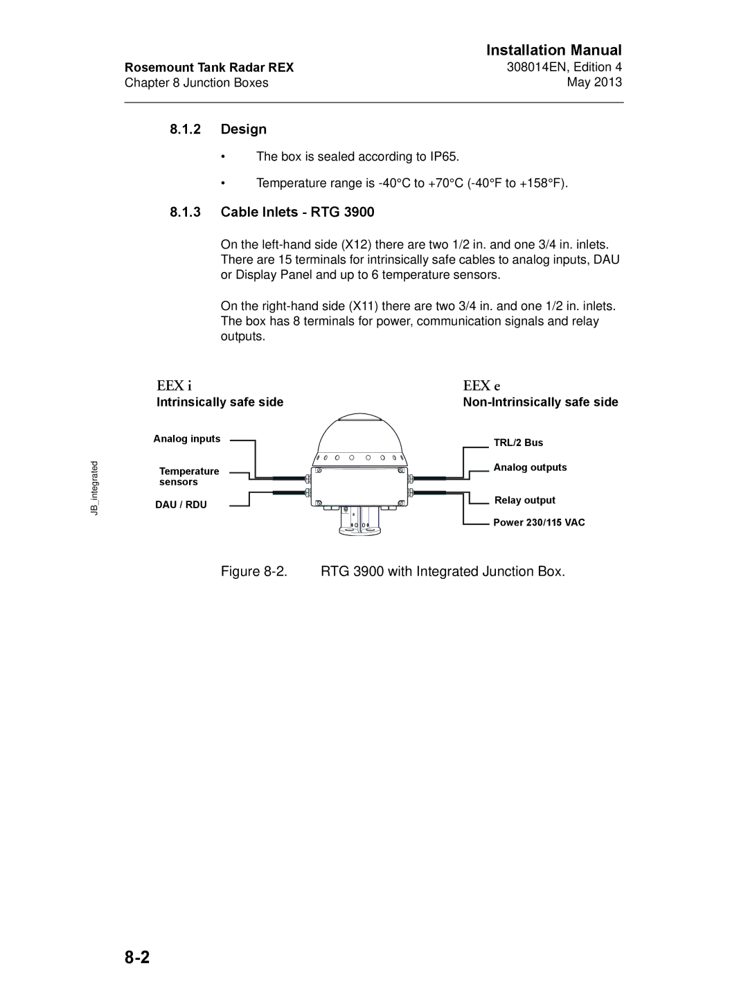 Emerson 308014EN, Edition 4 installation manual Design, Cable Inlets RTG 