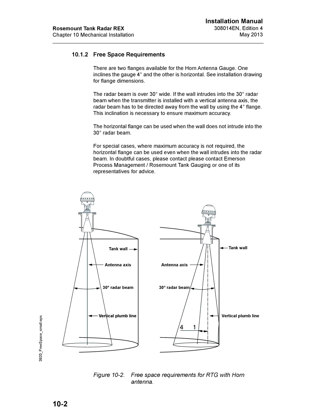 Emerson 308014EN, Edition 4 installation manual 10-2, Free Space Requirements 