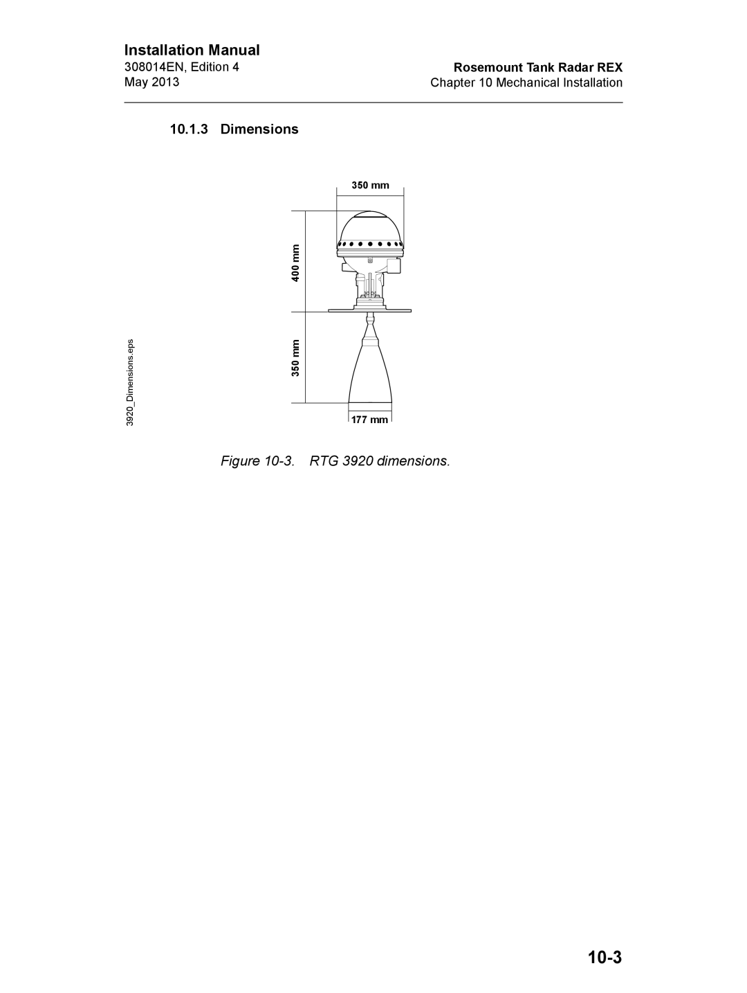 Emerson Edition 4, 308014EN installation manual 10-3, Dimensions 