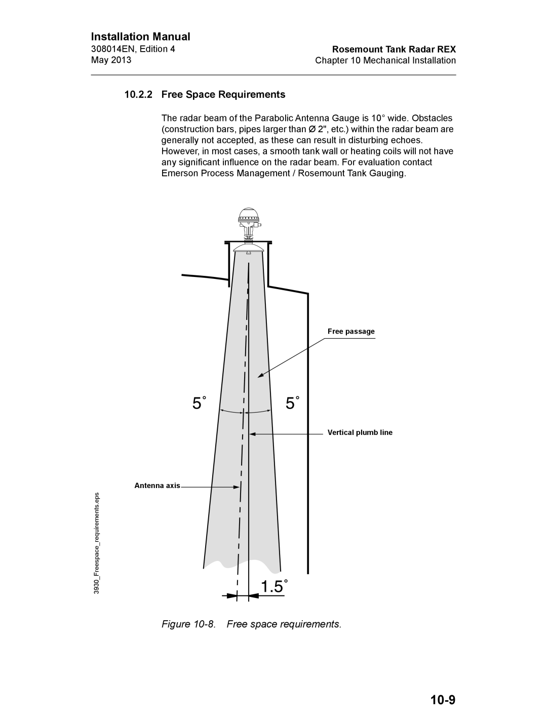 Emerson Edition 4, 308014EN installation manual 10-9, Free space requirements 