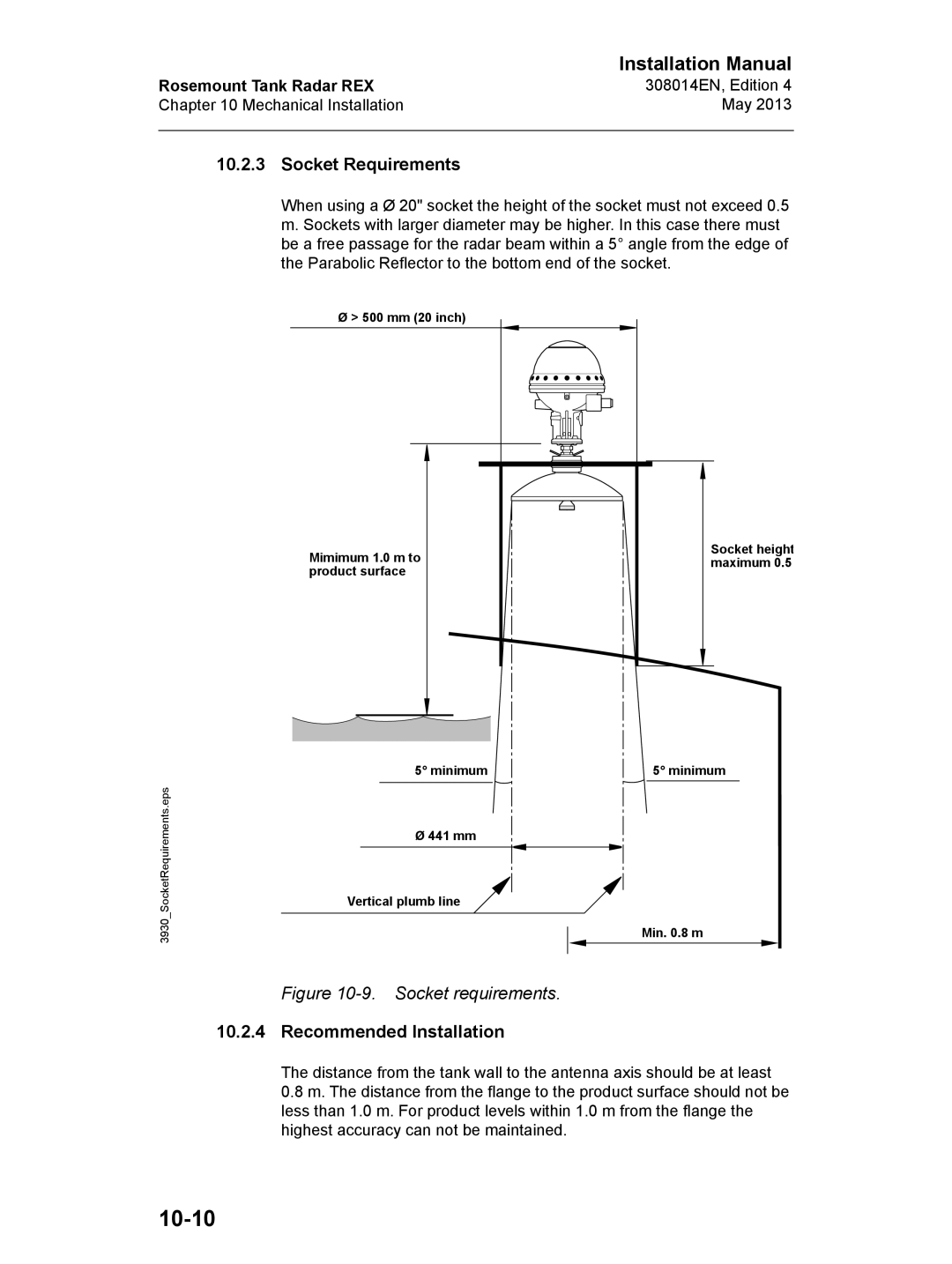 Emerson 308014EN, Edition 4 installation manual 10-10, Socket Requirements, Recommended Installation 