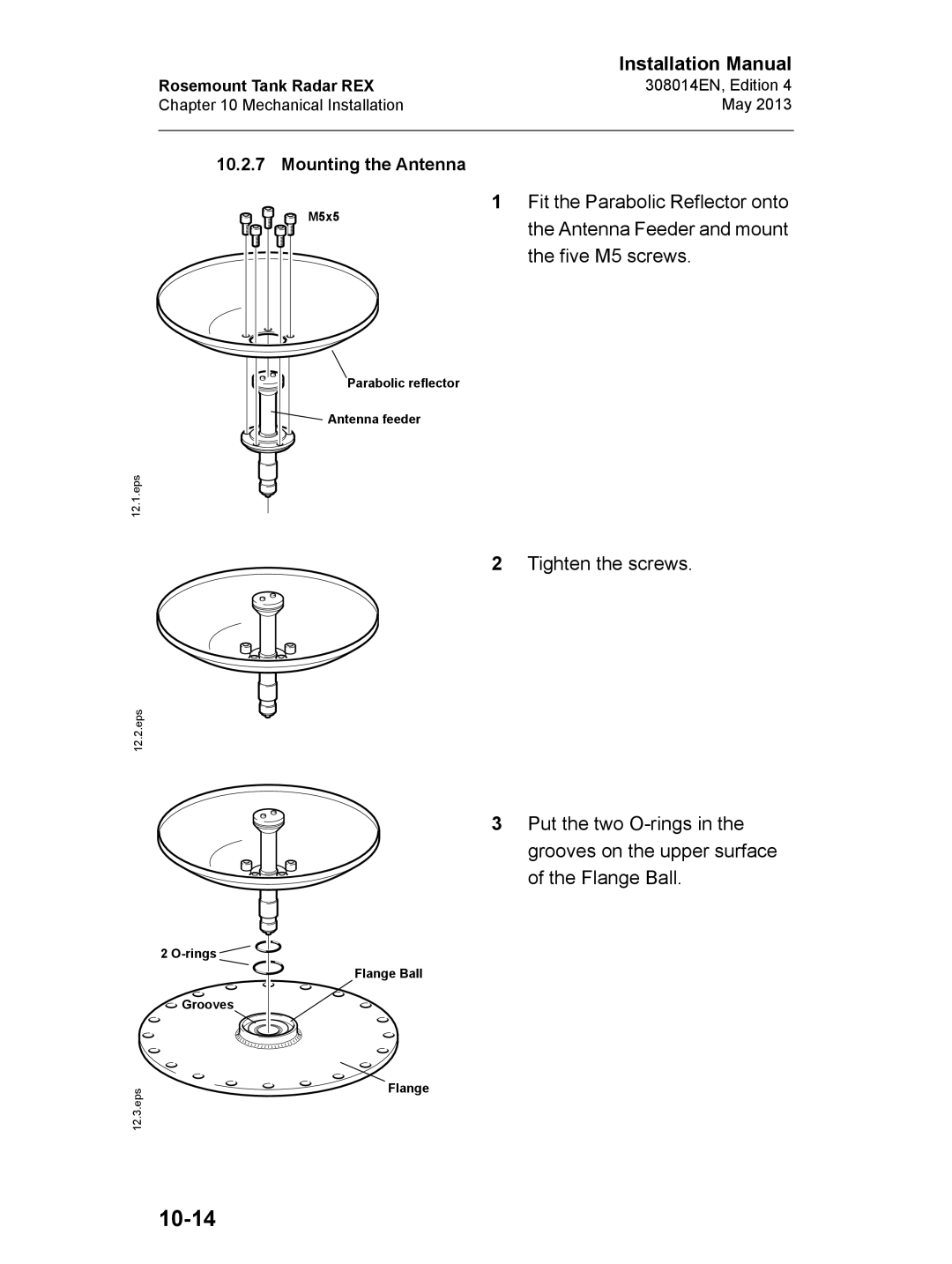 Emerson 308014EN, Edition 4 installation manual 10-14, Mounting the Antenna 