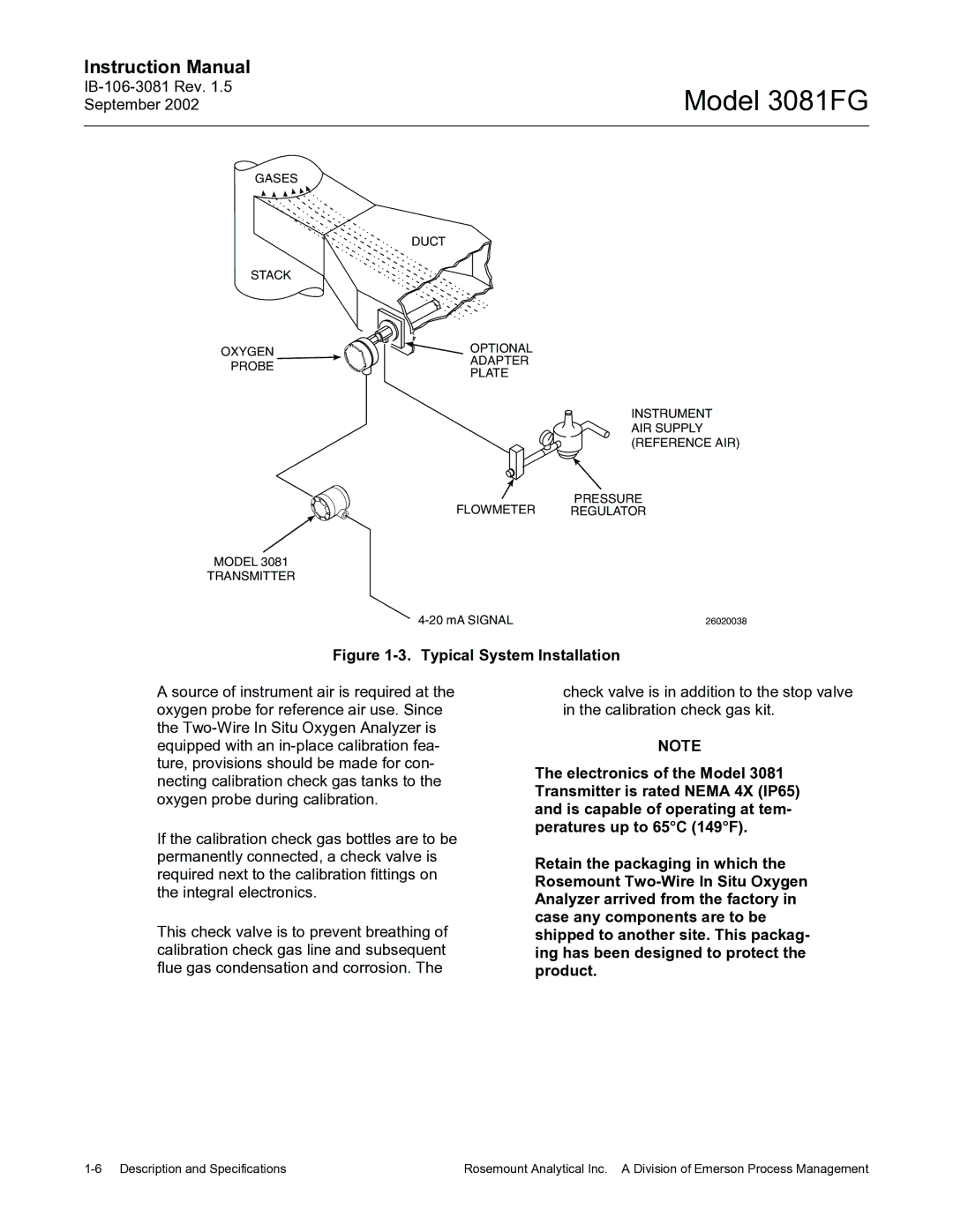 Emerson 3081FG instruction manual Typical System Installation, Transmitter 