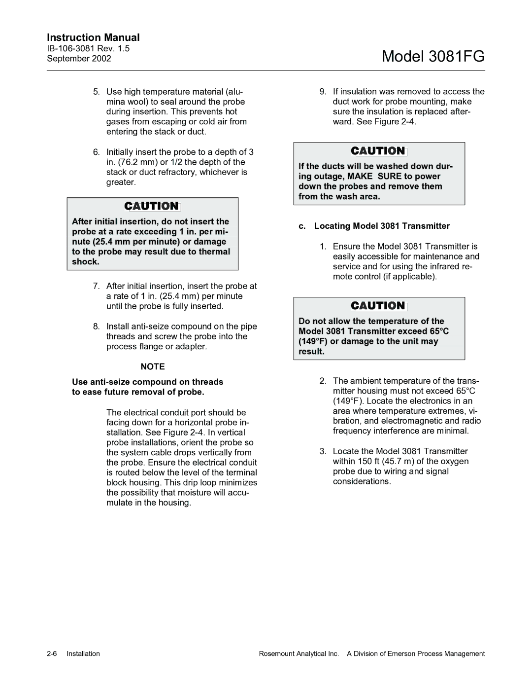 Emerson instruction manual Model 3081FG 