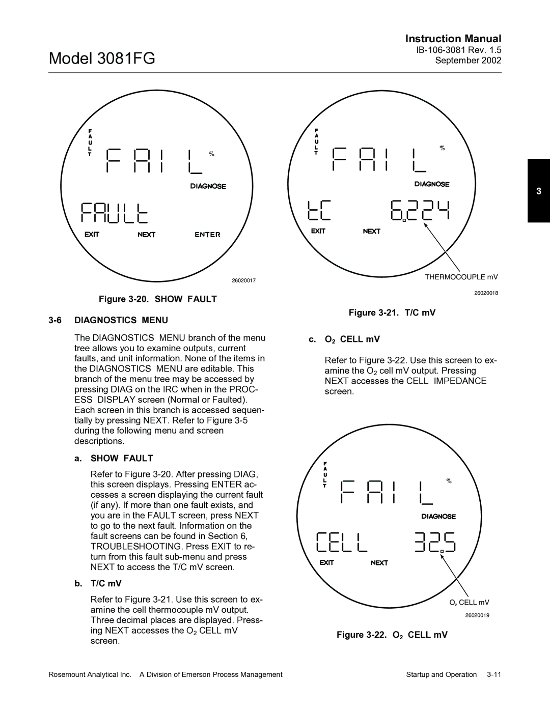 Emerson 3081FG instruction manual Diagnostics Menu, Show Fault, C mV 