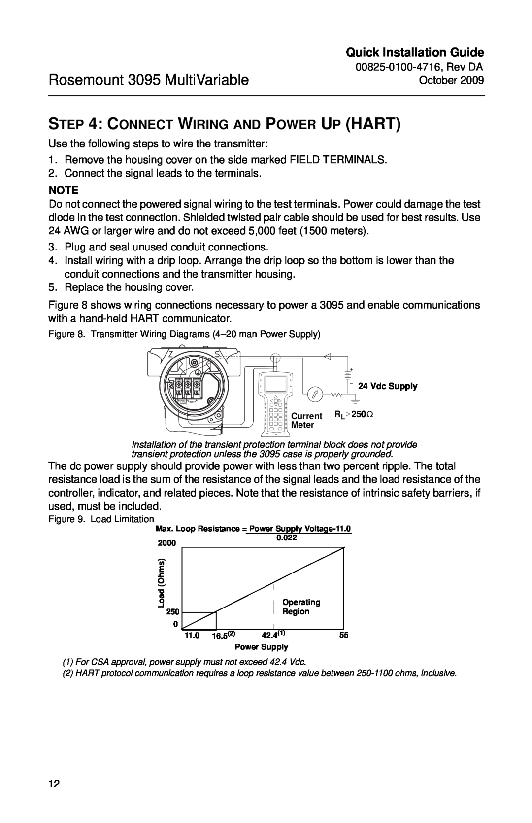 Emerson 00825-0100-4716 manual Connect Wiring And Power Up Hart, Rosemount 3095 MultiVariable, Quick Installation Guide 