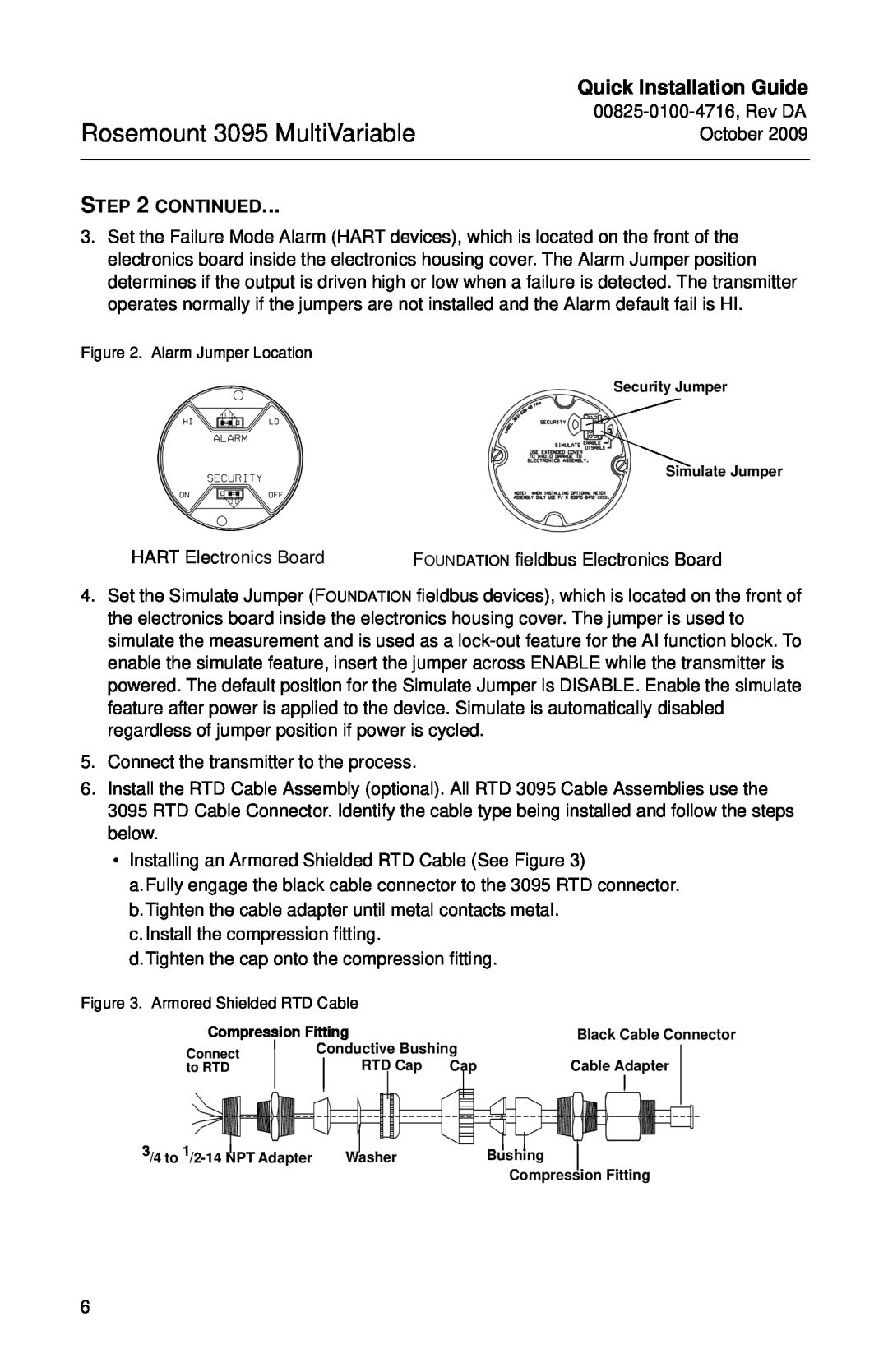 Emerson 00825-0100-4716 manual Continued, Rosemount 3095 MultiVariable, Quick Installation Guide, Alarm Jumper Location 