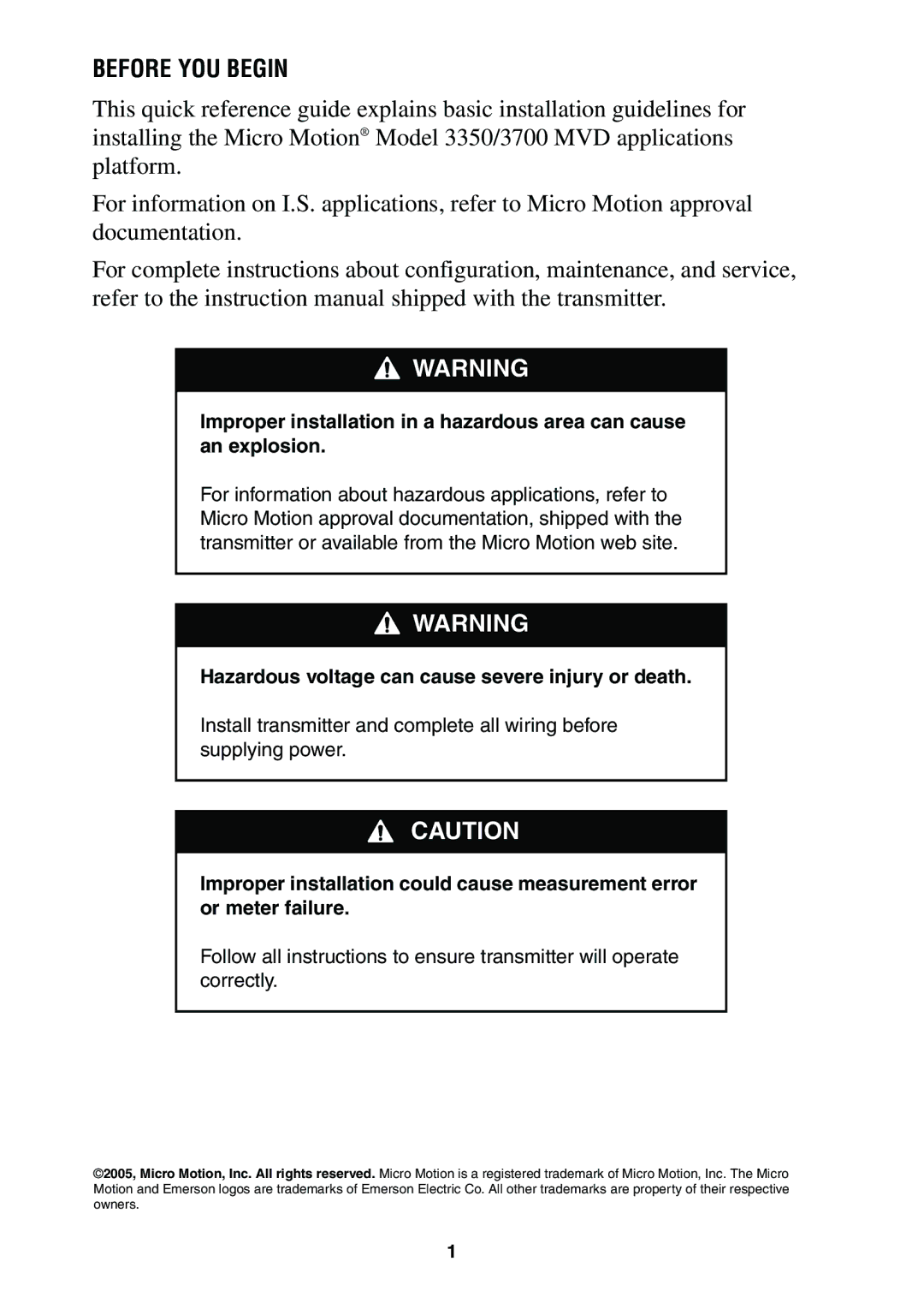 Emerson 3700, 3350 installation instructions Before YOU Begin 