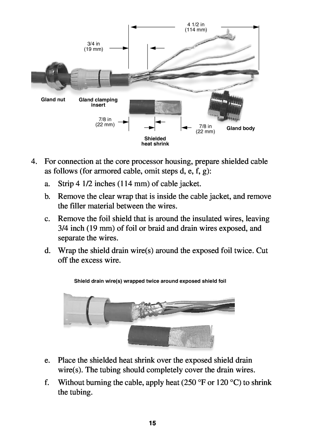 Emerson 3700, 3350 installation instructions a.Strip 4 1/2 inches 114 mm of cable jacket 