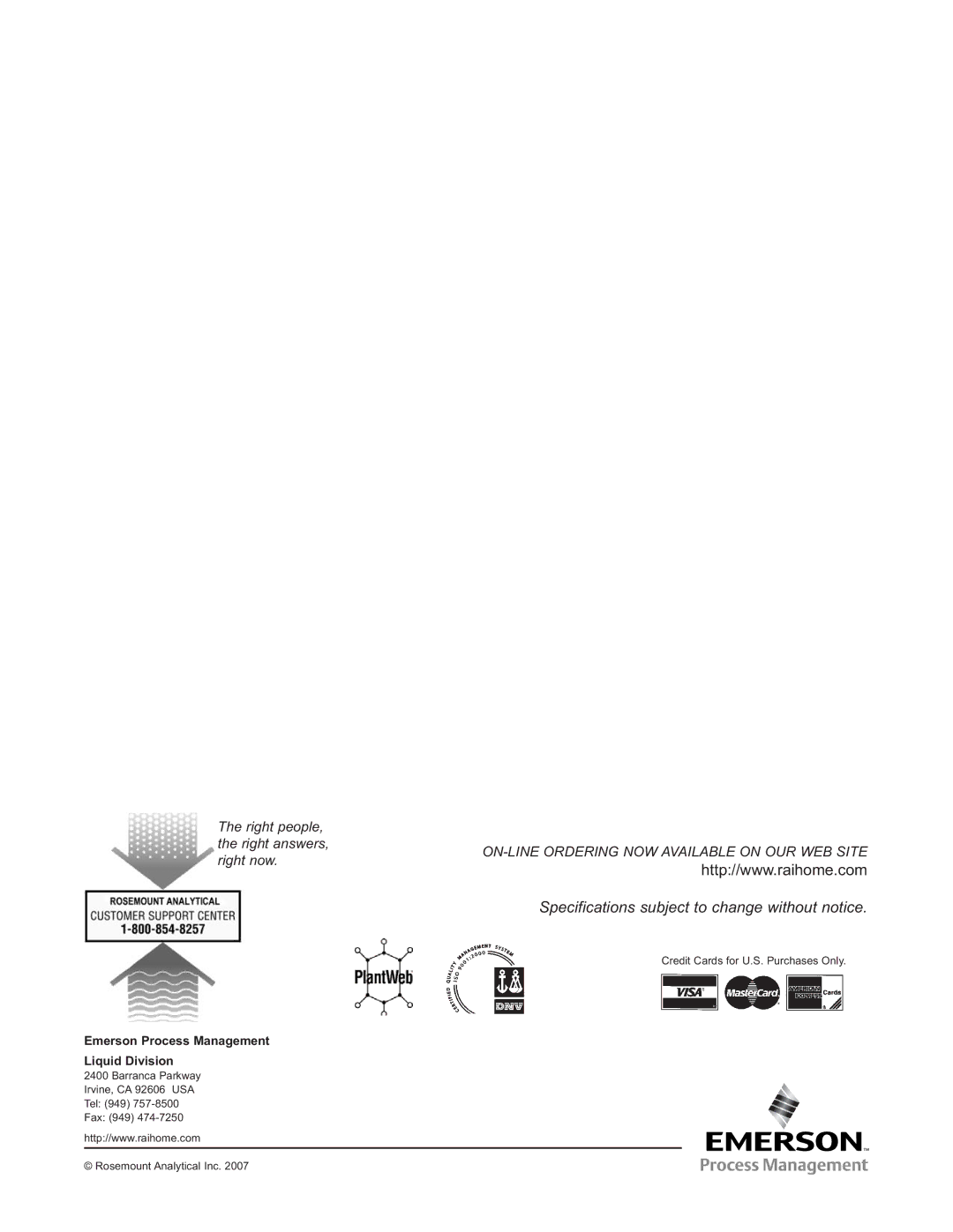 Emerson 381 instruction manual Specifications subject to change without notice 