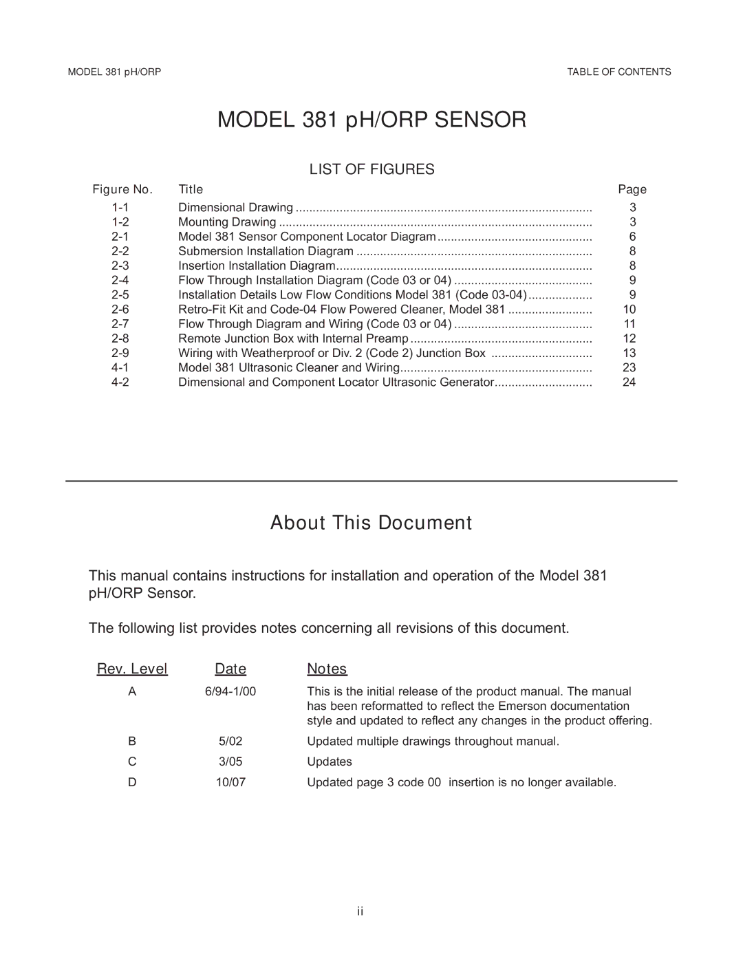 Emerson 381 instruction manual About This Document 