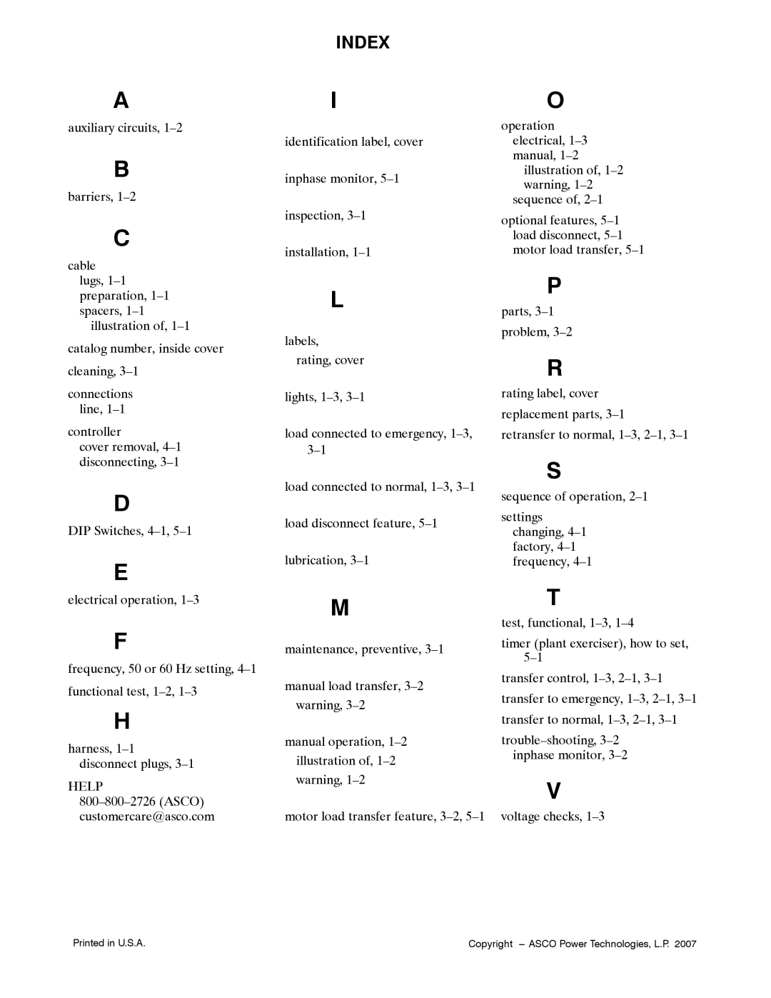 Emerson 381333230 manual Index 