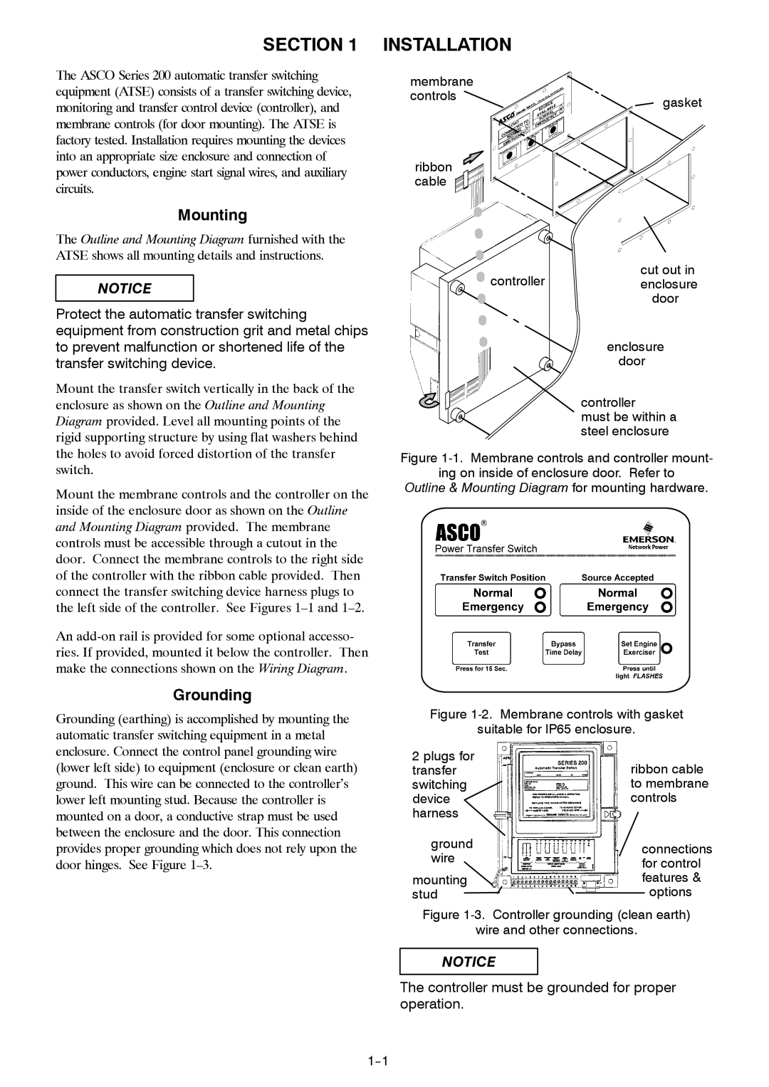 Emerson 381333234 E manual Installation, Mounting, Grounding 