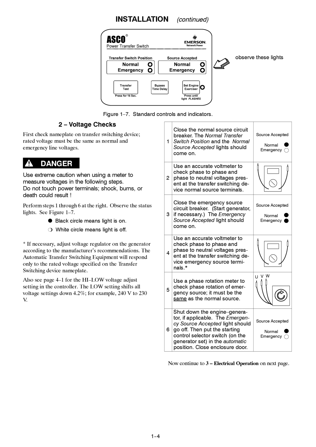 Emerson 381333234 E manual Voltage Checks 