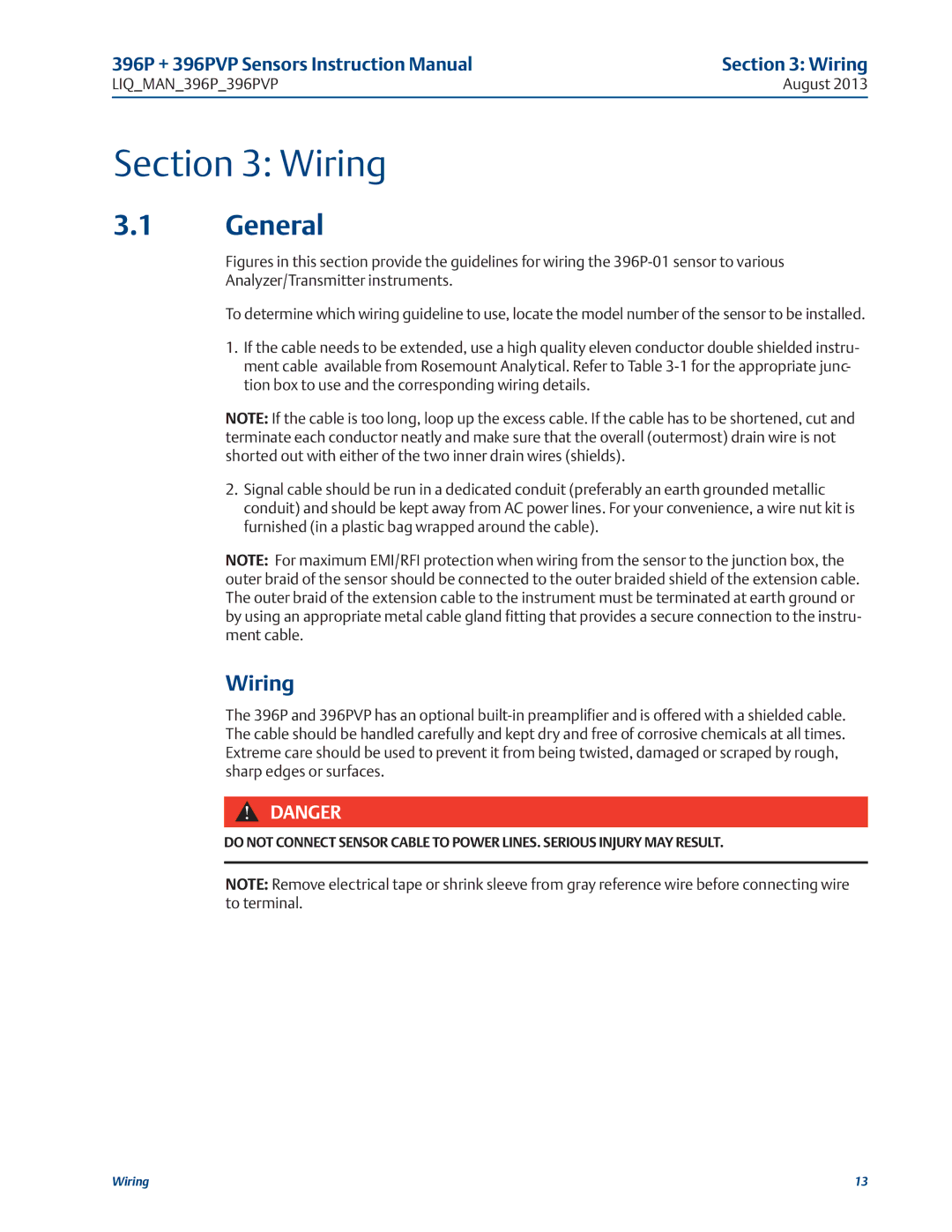 Emerson 396PVP instruction manual Wiring, General 