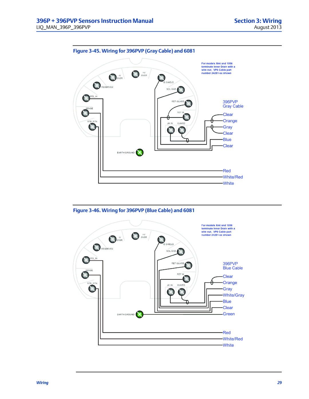 Emerson instruction manual Wiring for 396PVP Gray Cable 