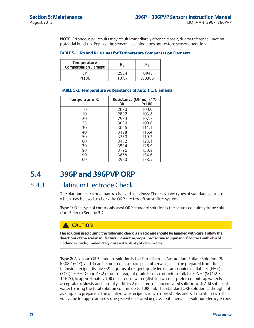 Emerson instruction manual 396P and 396PVP ORP, Maintenance 