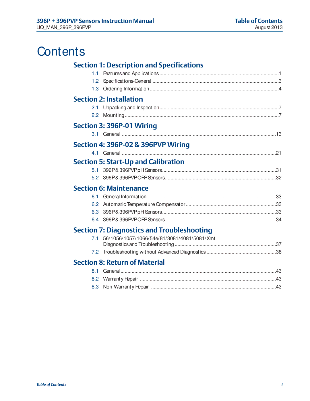 Emerson 396PVP instruction manual Contents 