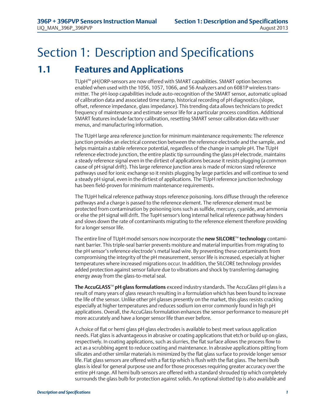 Emerson 396PVP instruction manual Description and Specifications, Features and Applications 