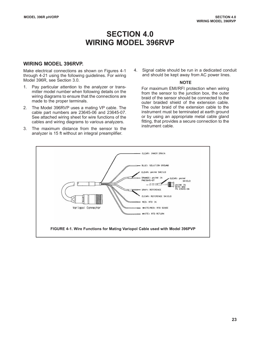 Emerson instruction manual Section Wiring Model 396RVP 