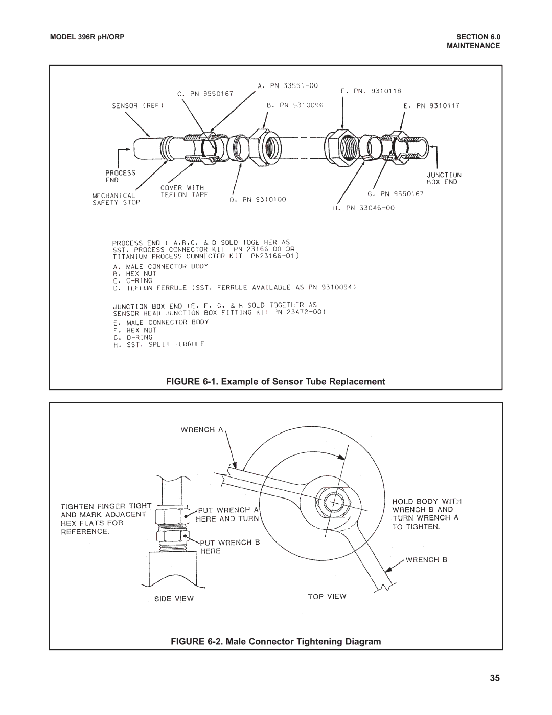 Emerson 396RVP instruction manual Example of Sensor Tube Replacement 