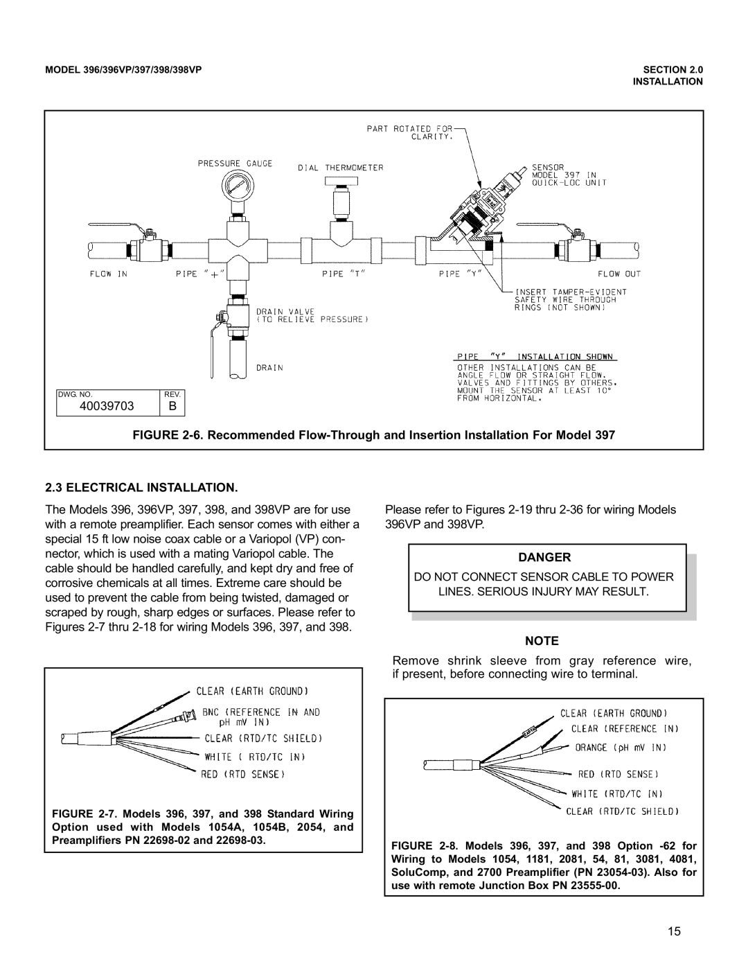 Emerson 397, 396VP, 398VP instruction manual Electrical Installation 