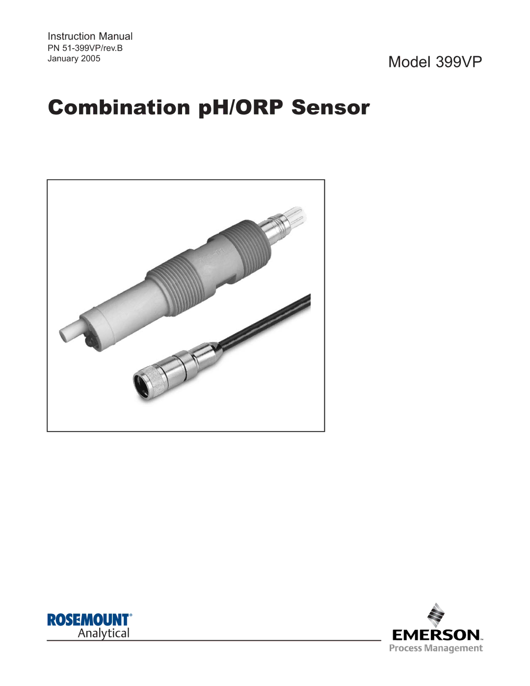 Emerson Combination pH/ORP Sensor, 399VP instruction manual 