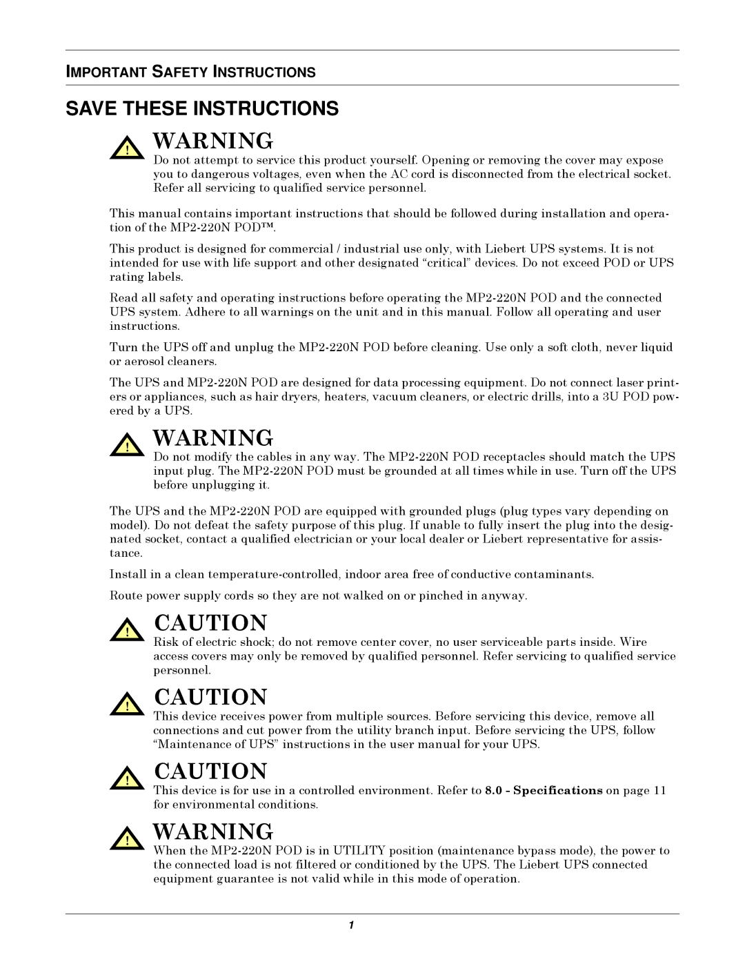 Emerson 3U MP2-220N user manual Important Safety Instructions 