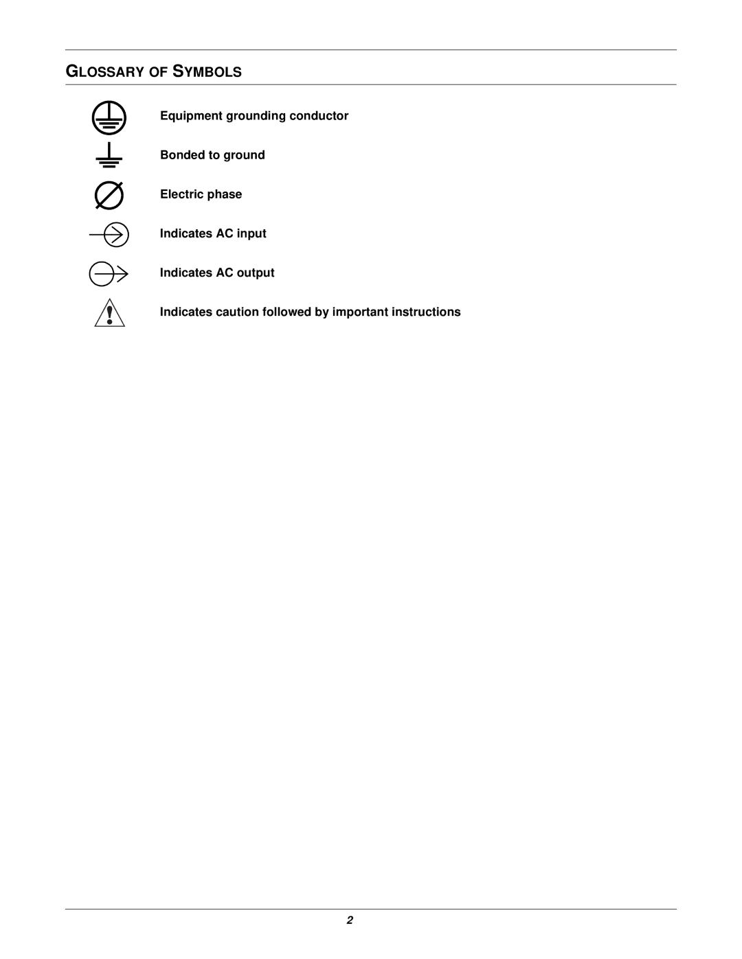 Emerson 3U MP2-220N user manual Glossary of Symbols 