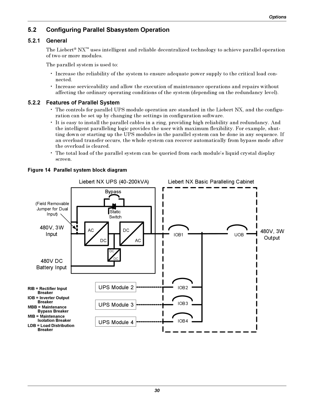 Emerson 40-200KVA user manual Configuring Parallel Sbasystem Operation, General, Features of Parallel System 