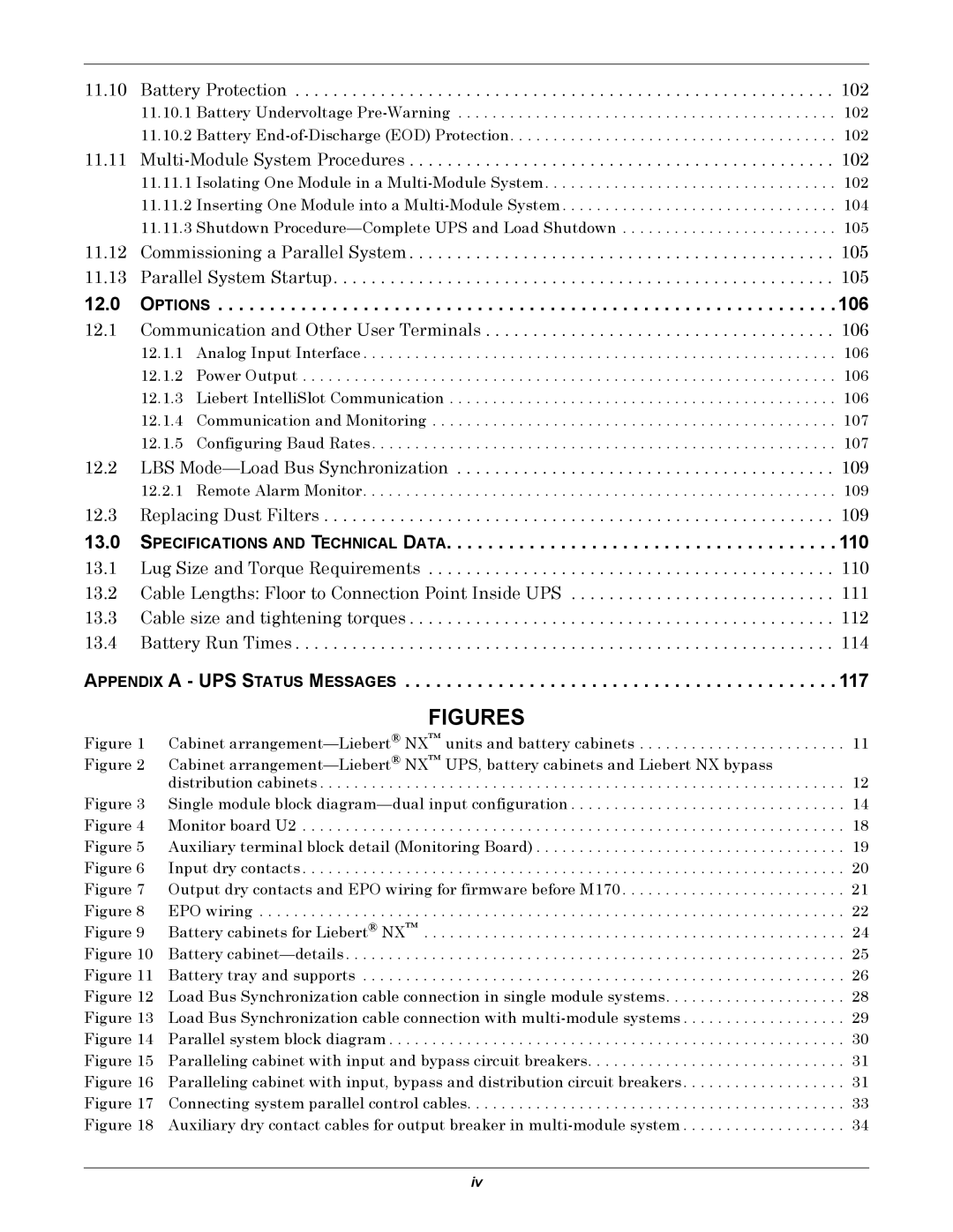 Emerson 40-200KVA user manual Specifications and Technical Data, Appendix a UPS Status Messages 