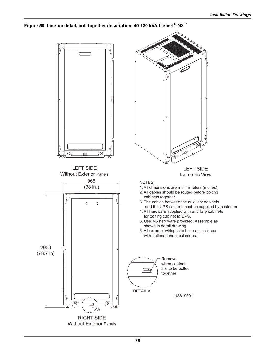 Emerson 40-200KVA user manual Left Side 