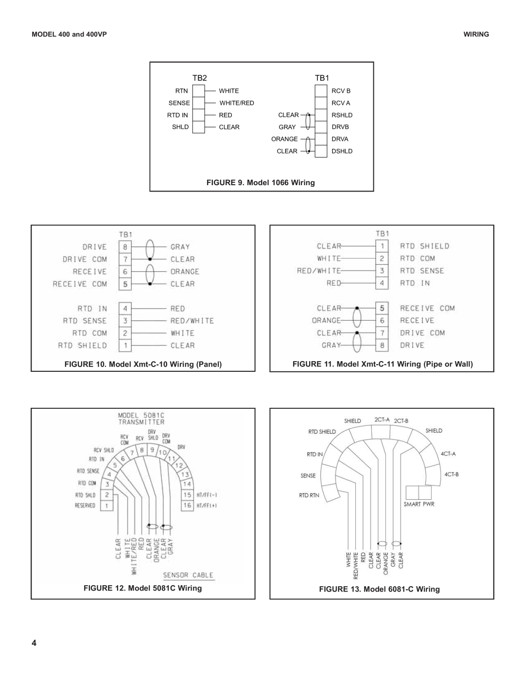 Emerson 400 VP Model 1066 Wiring, Model Xmt-C-10Wiring Panel, Model Xmt-C-11Wiring Pipe or Wall, Model 5081C Wiring 