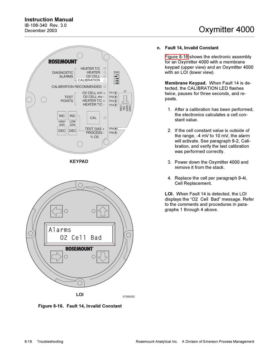 Emerson 4000 manual Fault 14, Invalid Constant 