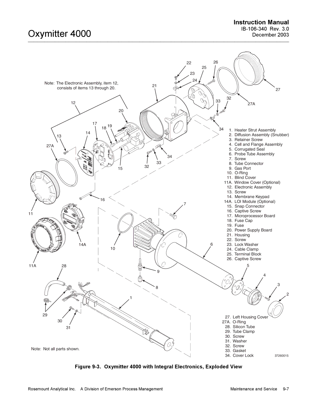 Emerson manual Oxymitter 4000 with Integral Electronics, Exploded View 