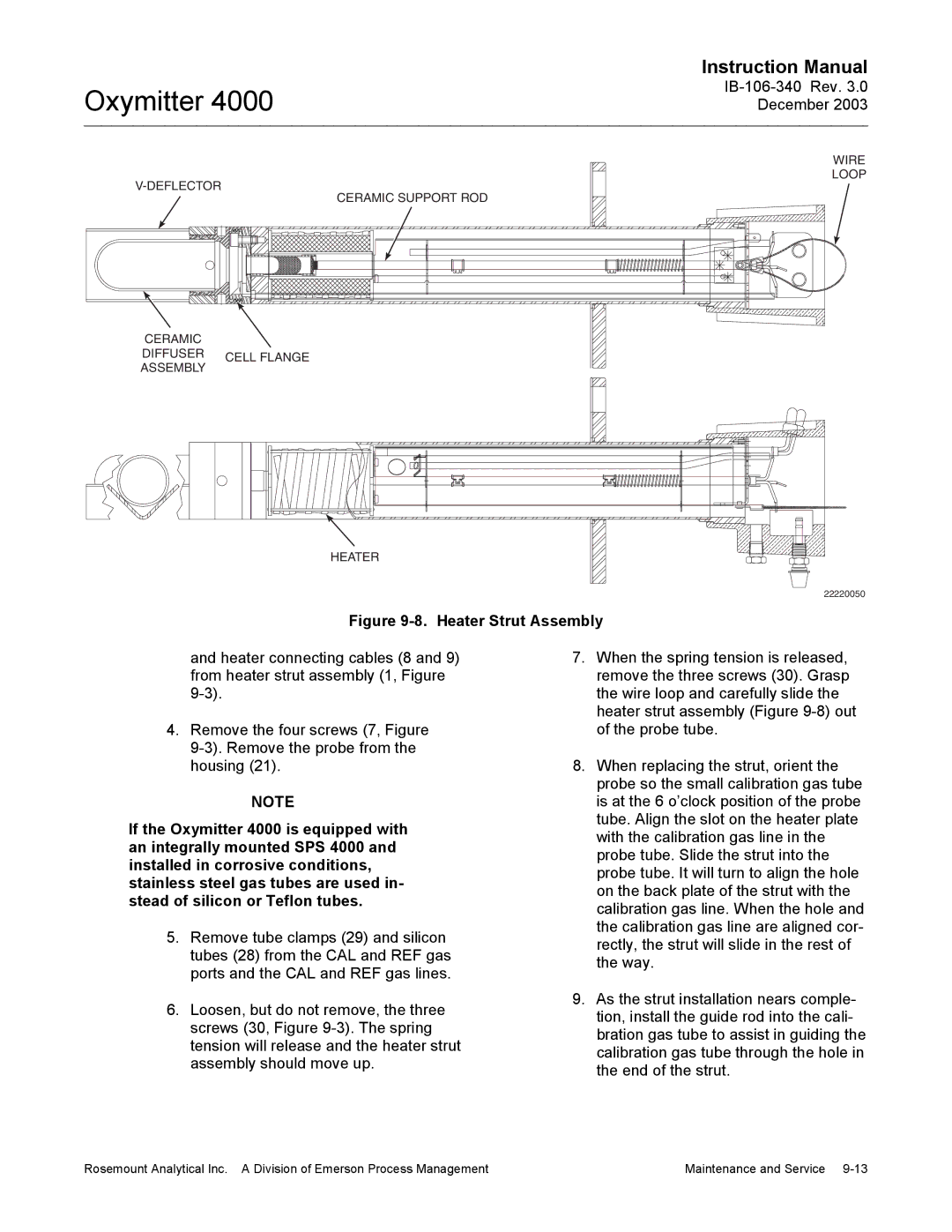 Emerson 4000 manual Heater Strut Assembly 