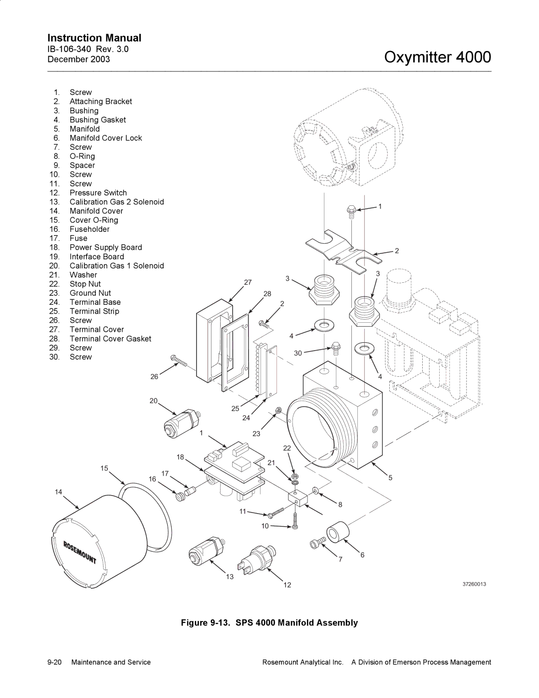 Emerson manual SPS 4000 Manifold Assembly 