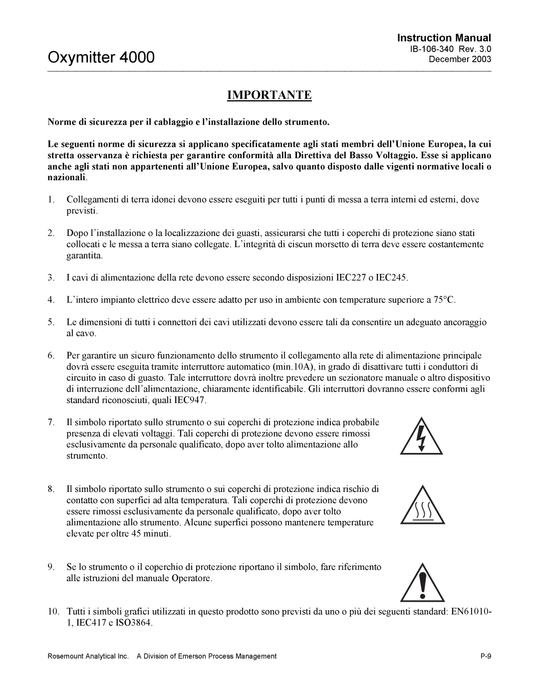 Emerson 4000 manual Importante 