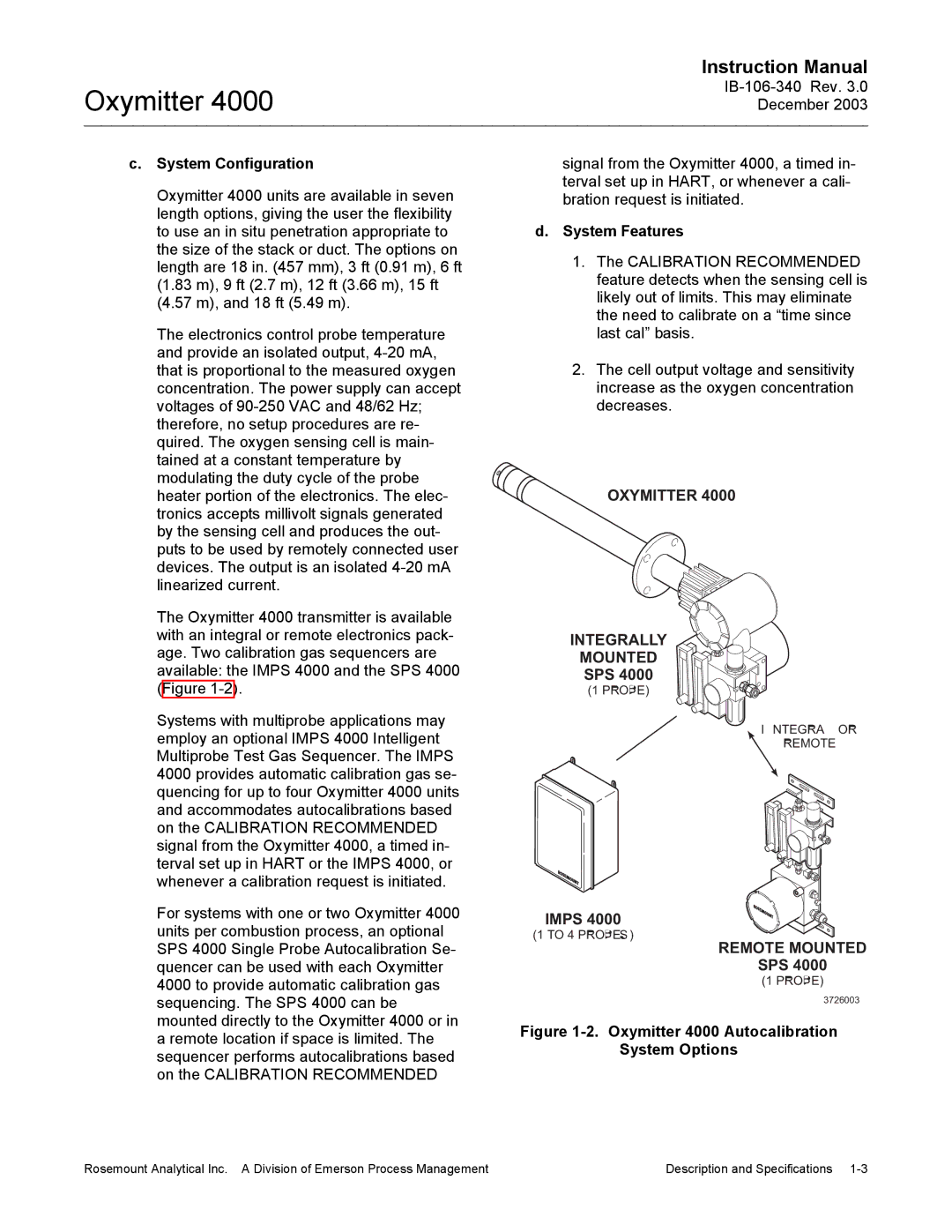 Emerson 4000 manual Oxymitter Integrally Mounted, Remote Mounted 