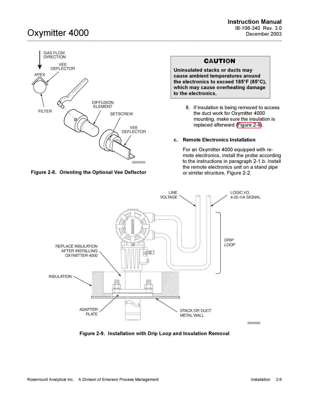 Emerson 4000 manual Remote Electronics Installation, Installation with Drip Loop and Insulation Removal 