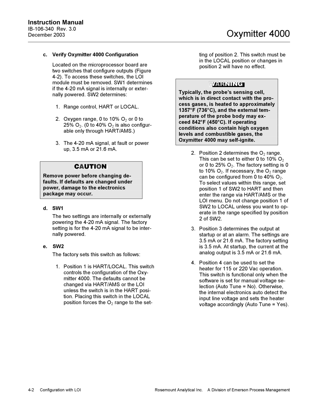 Emerson manual Verify Oxymitter 4000 Configuration 