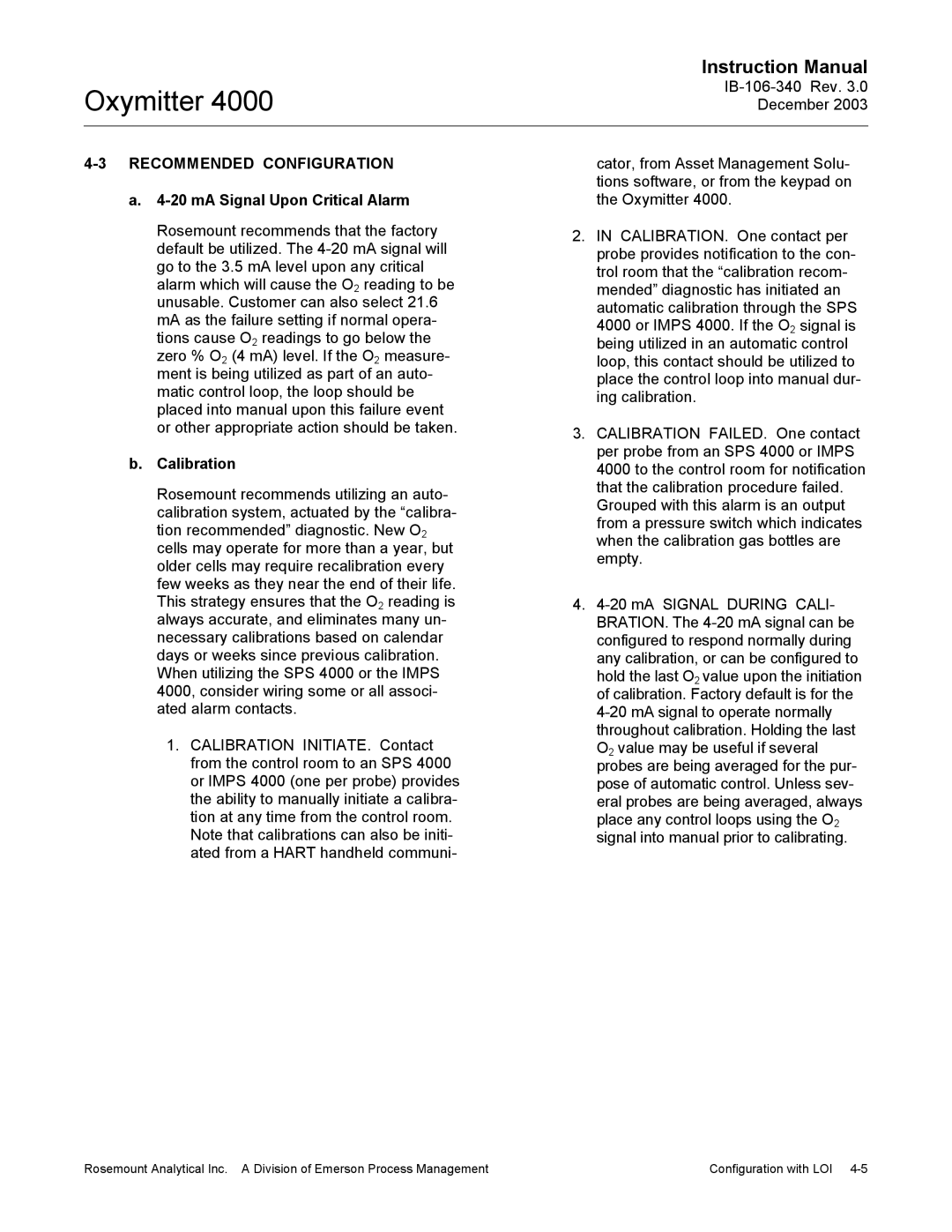 Emerson 4000 manual Recommended Configuration 