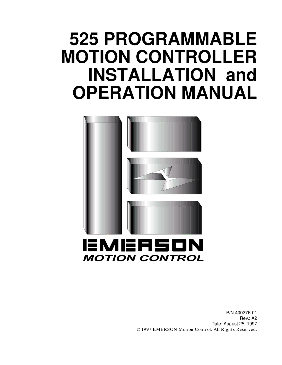 Emerson 400276-01 operation manual Programmable Motion Controller Installation 