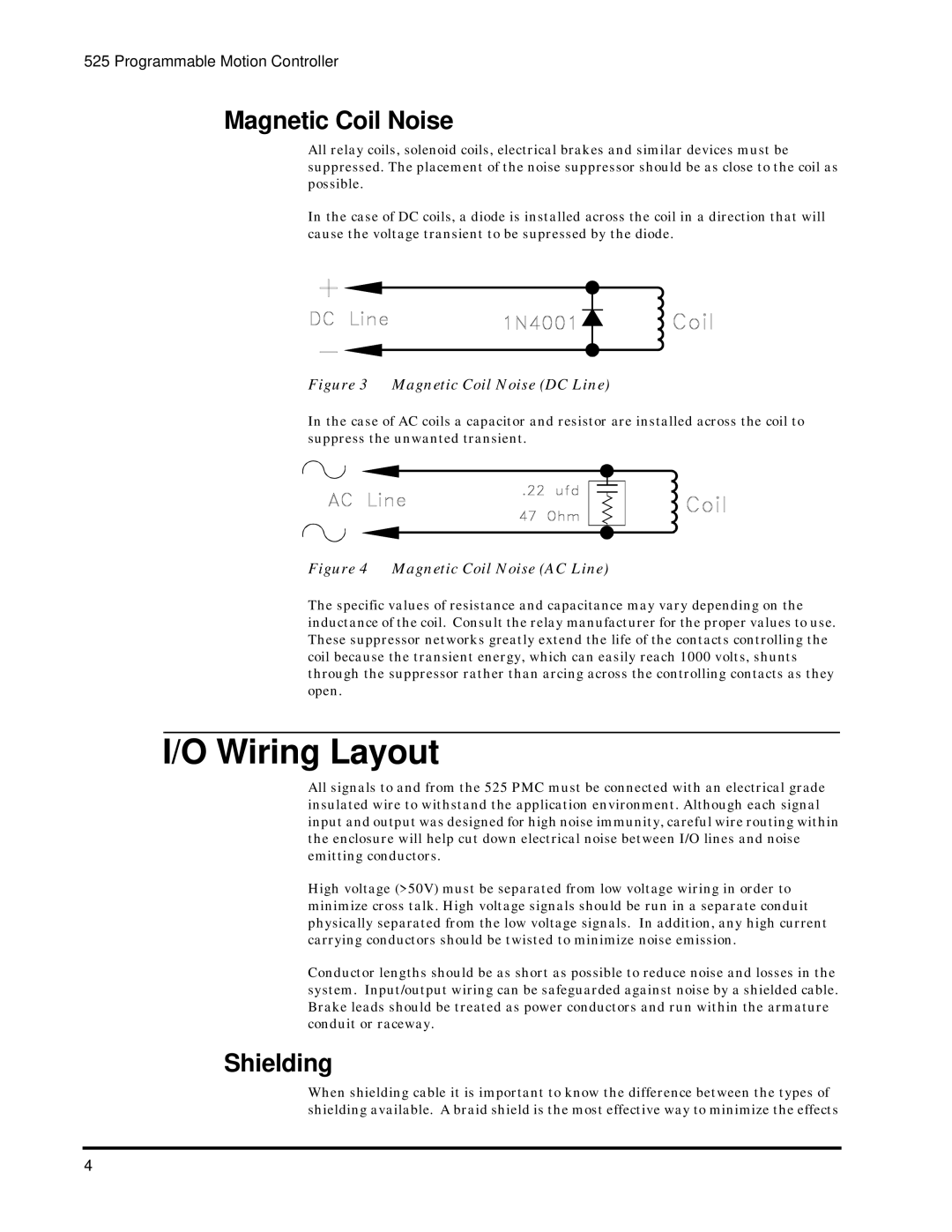 Emerson 400276-01 operation manual Wiring Layout, Magnetic Coil Noise, Shielding 