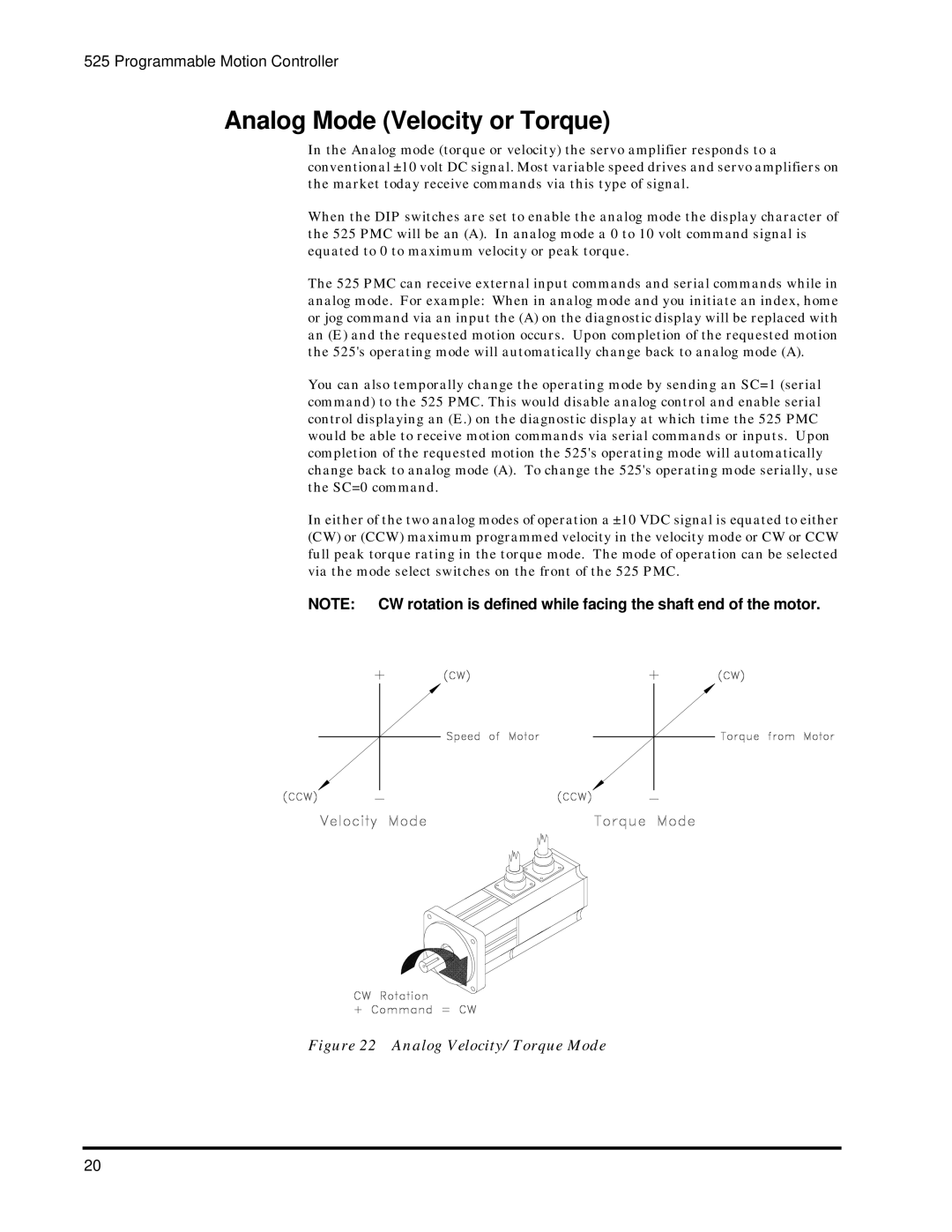 Emerson 400276-01 operation manual Analog Mode Velocity or Torque, Analog Velocity/Torque Mode 