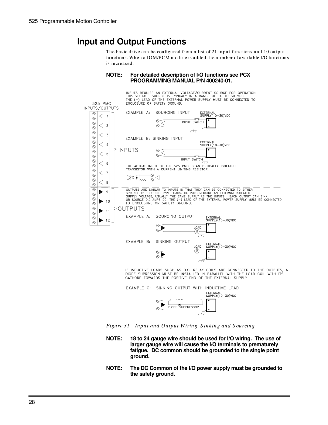 Emerson 400276-01 operation manual Input and Output Functions, Input and Output Wiring, Sinking and Sourcing 