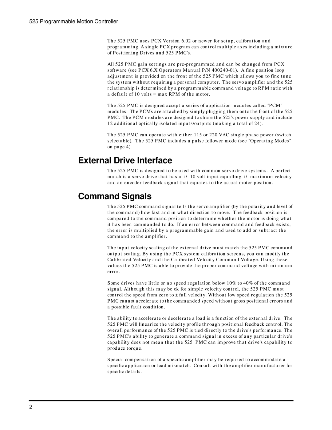 Emerson 400276-01 operation manual External Drive Interface, Command Signals 